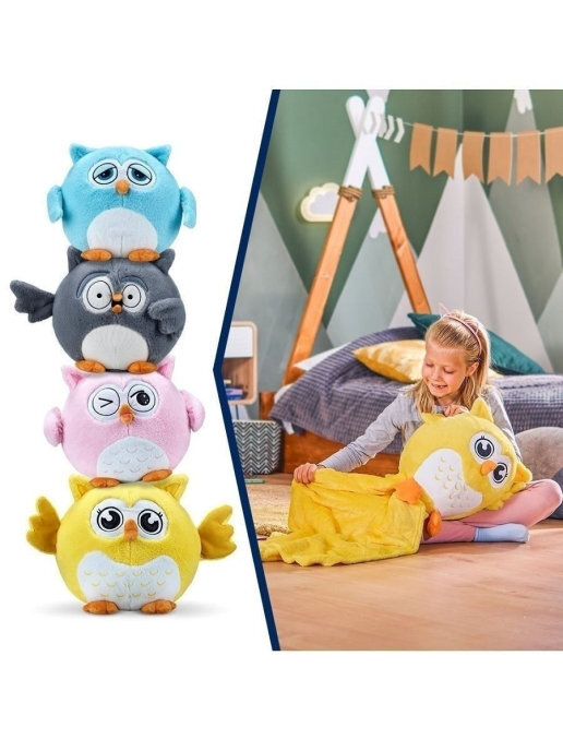 Миниатюра Сова с пледом GoodStore24 Луни-Ку 3 в 1, розовая №4