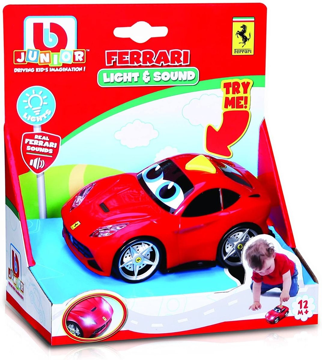 Купить машинка детская Bburago Junior Ferrari Light & Sound F12berlinetta  16-81003, цены на Мегамаркет