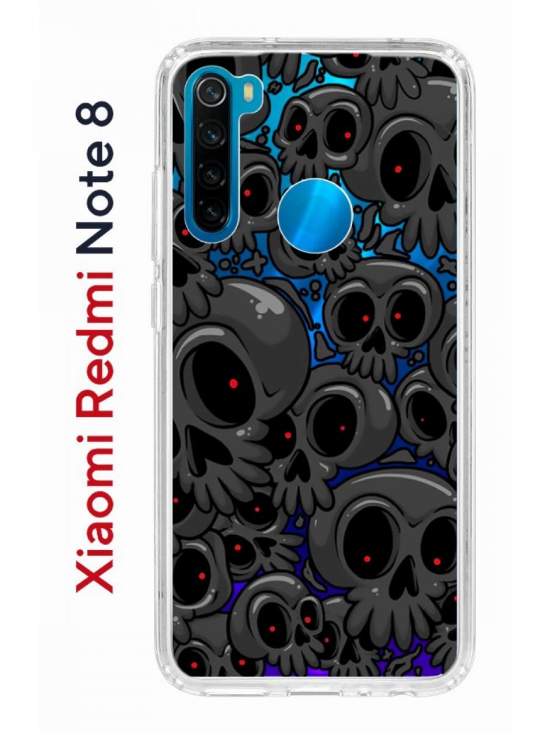 Чехол на Redmi Note 8 Kruche Print Skull gray,противоударный бампер,с  защитой камеры, купить в Москве, цены в интернет-магазинах на Мегамаркет