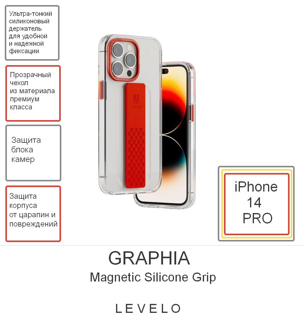 Чехол для смартфона iPhone 14 Pro 6.1 Levelo Graphia IMD Clear Case With  Extra Grip, купить в Москве, цены в интернет-магазинах на Мегамаркет