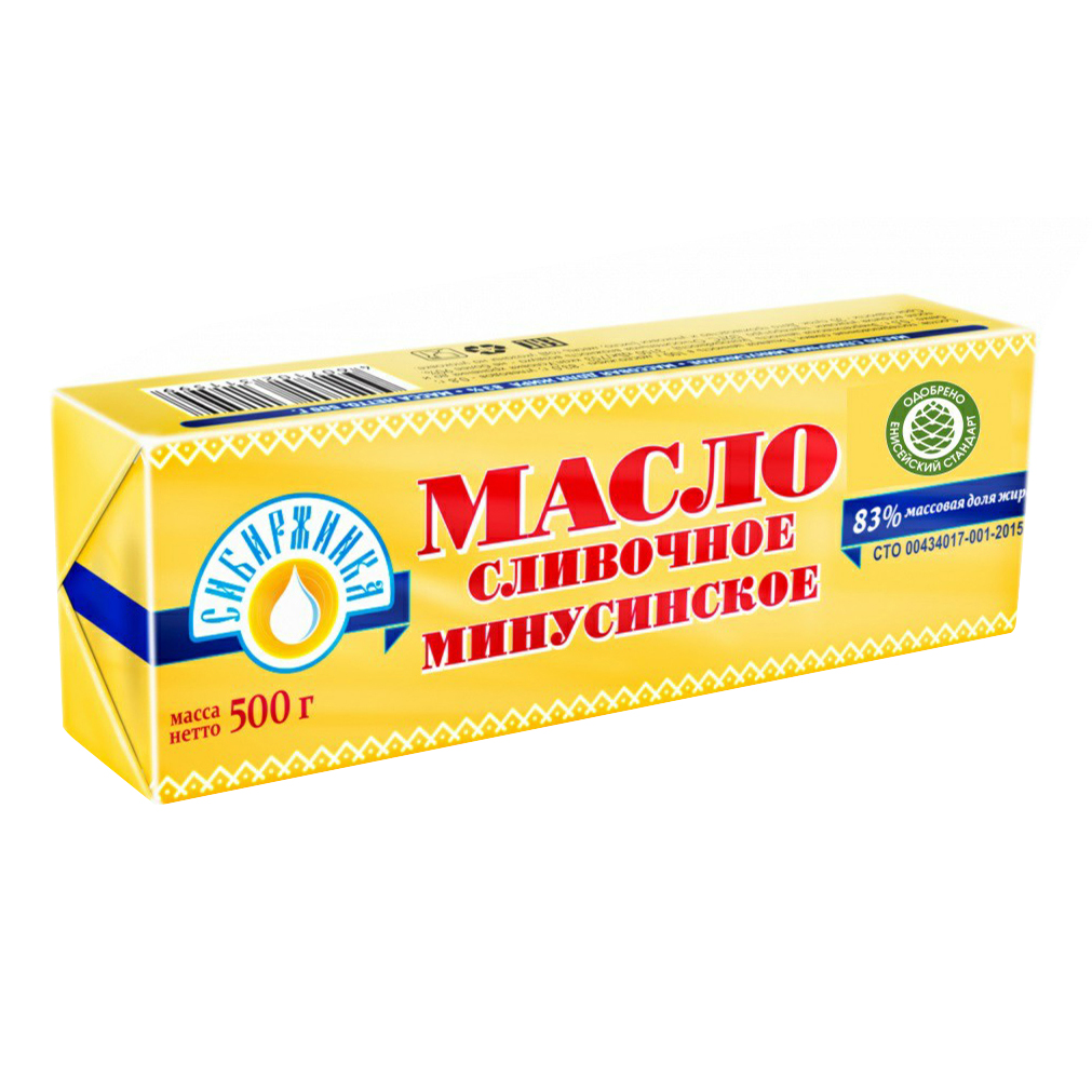 Сливочное масло Сибиржинка Минусинское 83% 500 г