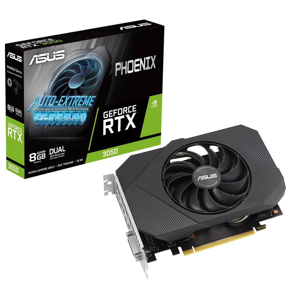 Видеокарта Asus GeForce RTX 3050 Phoenix, 8Gb [90YV0GH8-M0NA00] [PH-RTX3050-8G-V2] – купить в Москве, цены в интернет-магазинах на Мегамаркет