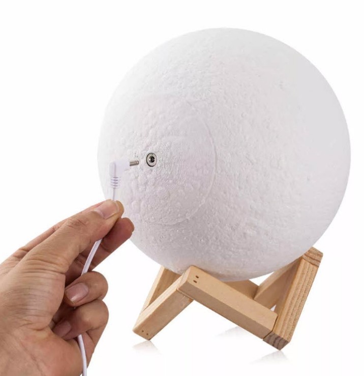 3D Луна ночник с подставкой, 3 режима света, встроенный аккумулятор, 12 см