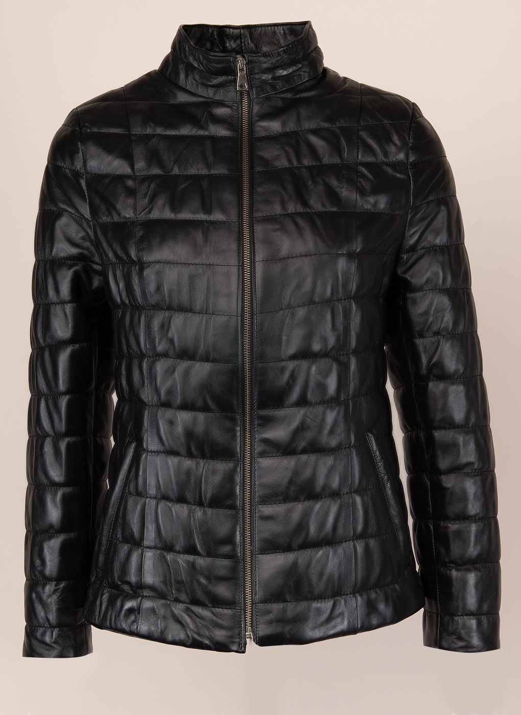 Кожаная куртка женская Каляев 156060 черная 42