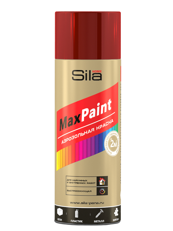 Аэрозольная краска Sila HOME Max Paint, акриловая, глянцевая, винно-красная, 520 мл купить в интернет-магазине, цены на Мегамаркет