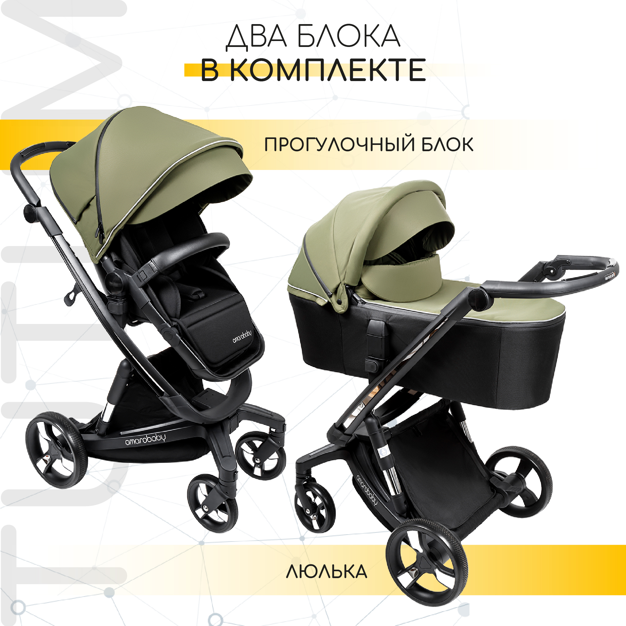 Купить коляска детская 2в1 Amarobaby TUTUM с AUTO BRAKE, хаки,  AB22-10TUTUM/26, цены на Мегамаркет | Артикул: 600009859653