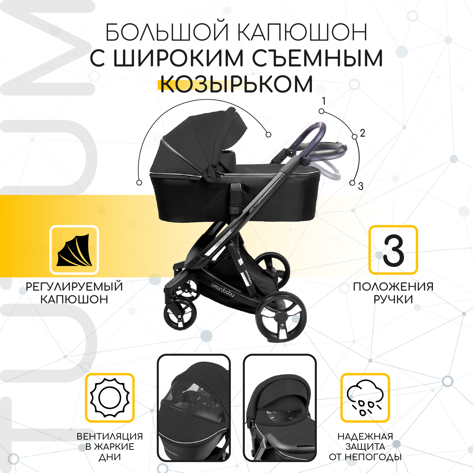 Купить коляска детская 2в1 Amarobaby TUTUM с AUTO BRAKE, черный,  AB22-10TUTUM/09, цены на Мегамаркет | Артикул: 600009859651