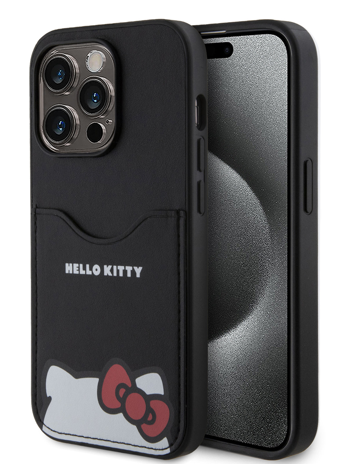 Чехол Hello Kitty для iPhone 15 Pro Max из экокожи с карманом для карты  черный, купить в Москве, цены в интернет-магазинах на Мегамаркет