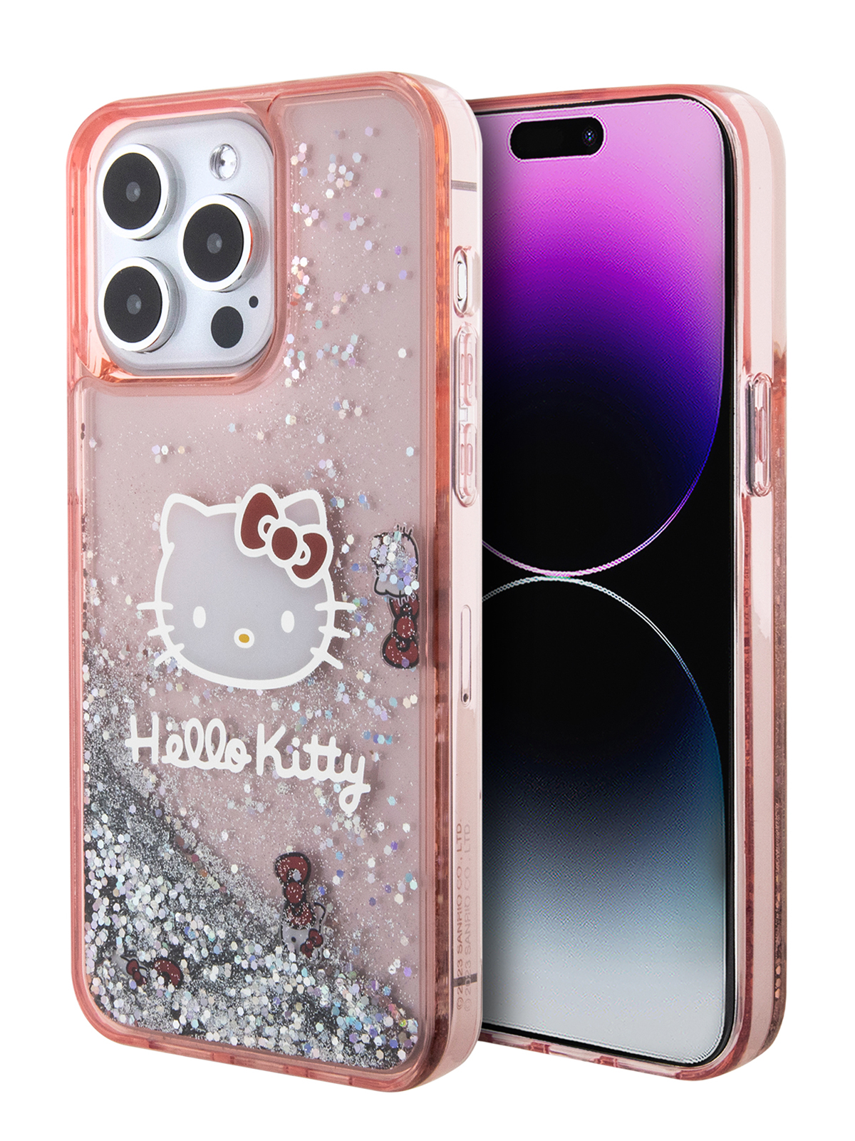 Чехол Hello Kitty для iPhone 15 Pro Max двухслойный с гелем и блестками,  розовый, купить в Москве, цены в интернет-магазинах на Мегамаркет