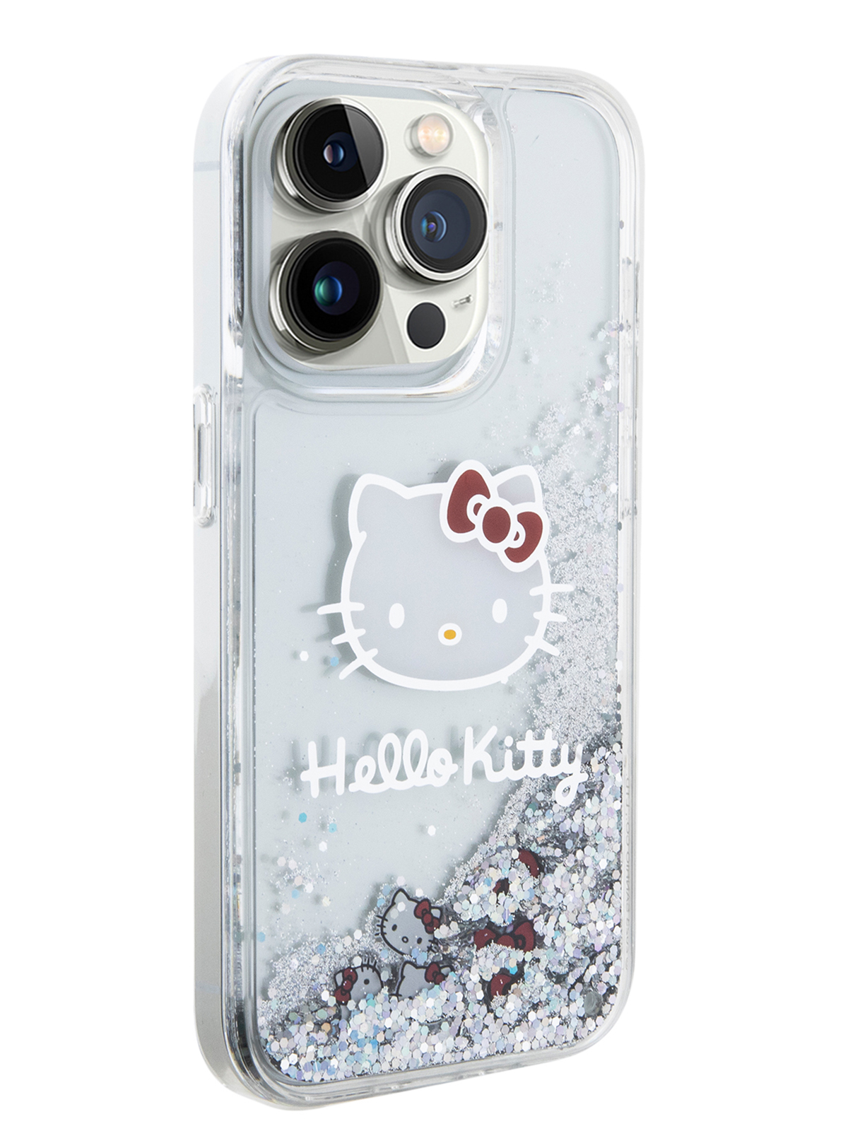 Чехол Hello Kitty для iPhone 15 Pro двухслойный с гелем и блестками,  прозрачный, купить в Москве, цены в интернет-магазинах на Мегамаркет