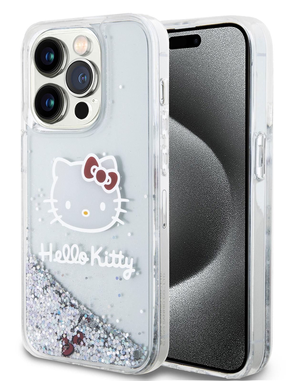 Чехол Hello Kitty для iPhone 15 Pro двухслойный с гелем и блестками,  прозрачный, купить в Москве, цены в интернет-магазинах на Мегамаркет