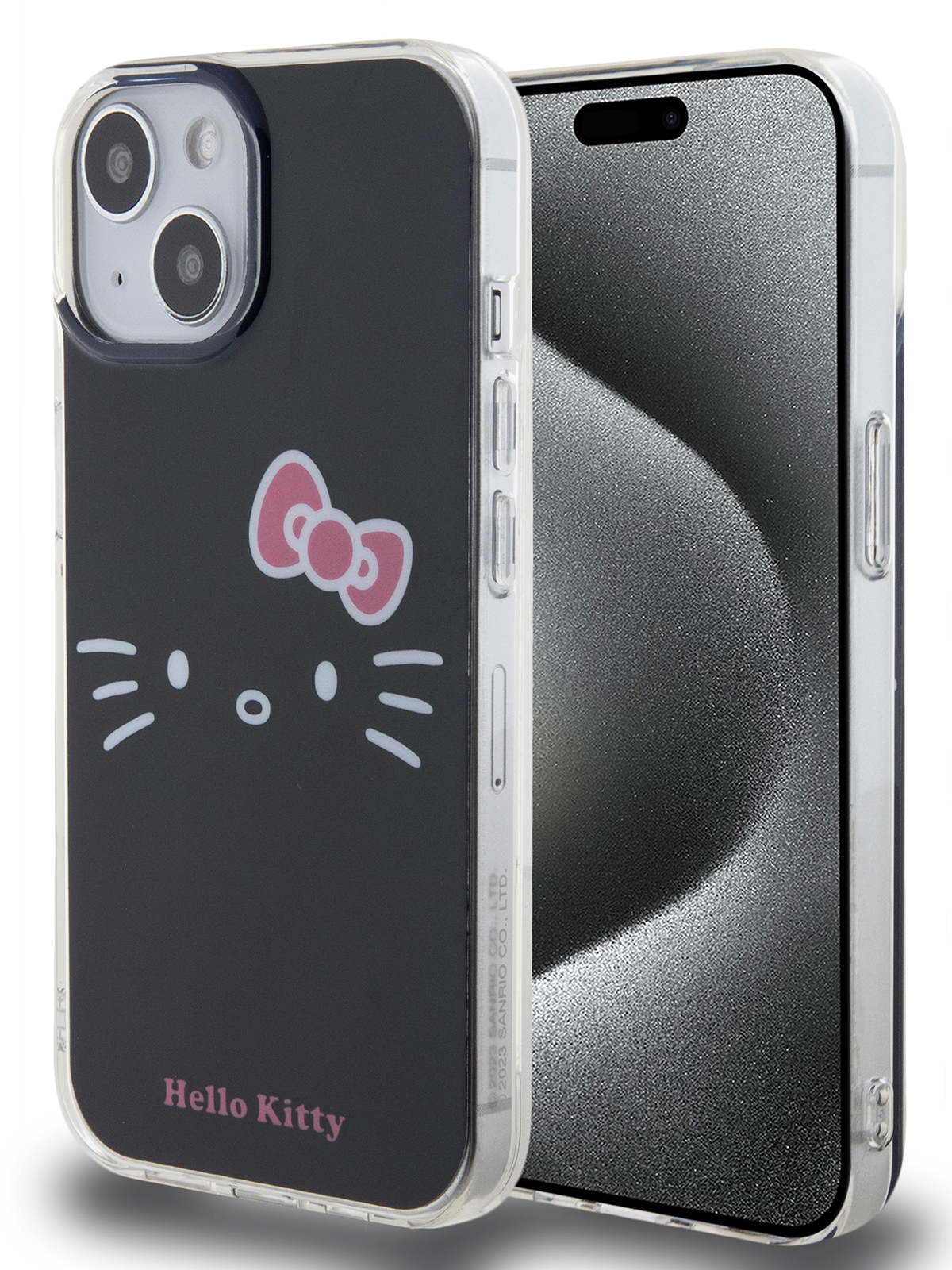 Чехол Hello Kitty для iPhone 15 ударопрочный с принтом Kitty Face, черный,  купить в Москве, цены в интернет-магазинах на Мегамаркет