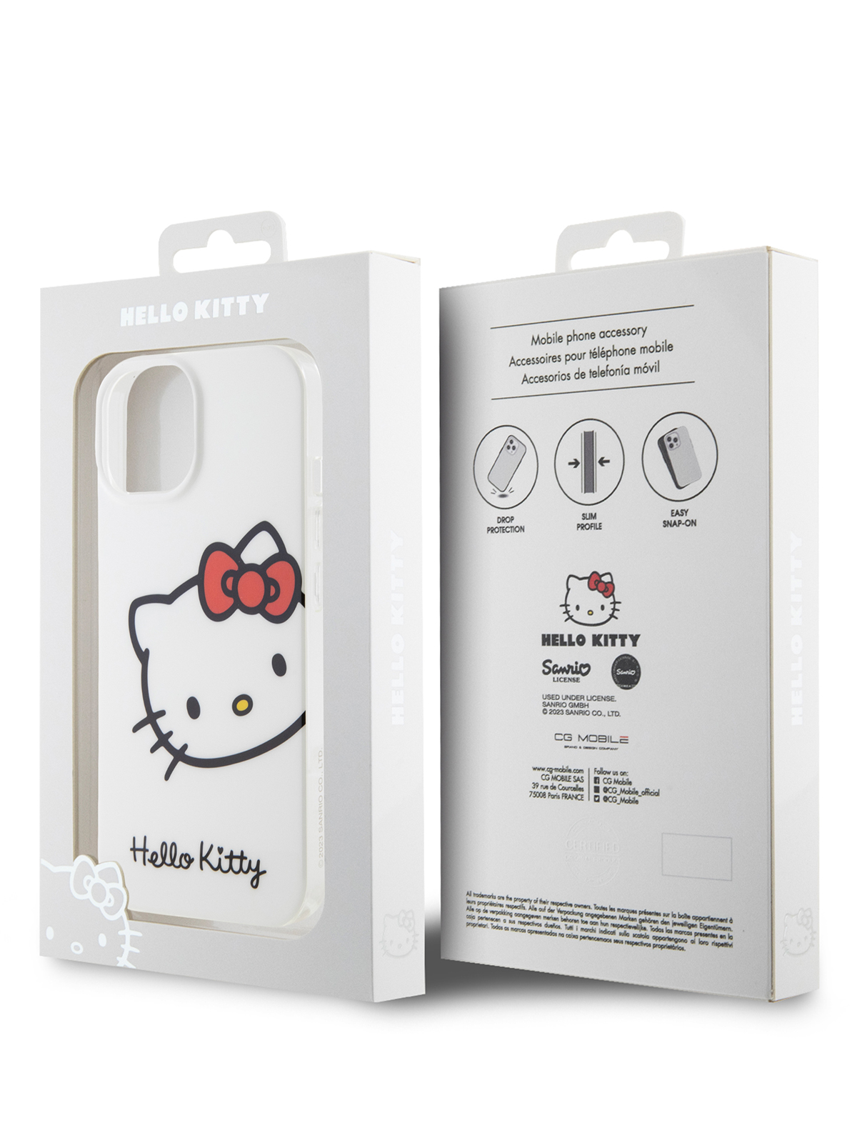 Чехол Hello Kitty для iPhone 15 ударопрочный с принтом Kitty Head, белый,  купить в Москве, цены в интернет-магазинах на Мегамаркет