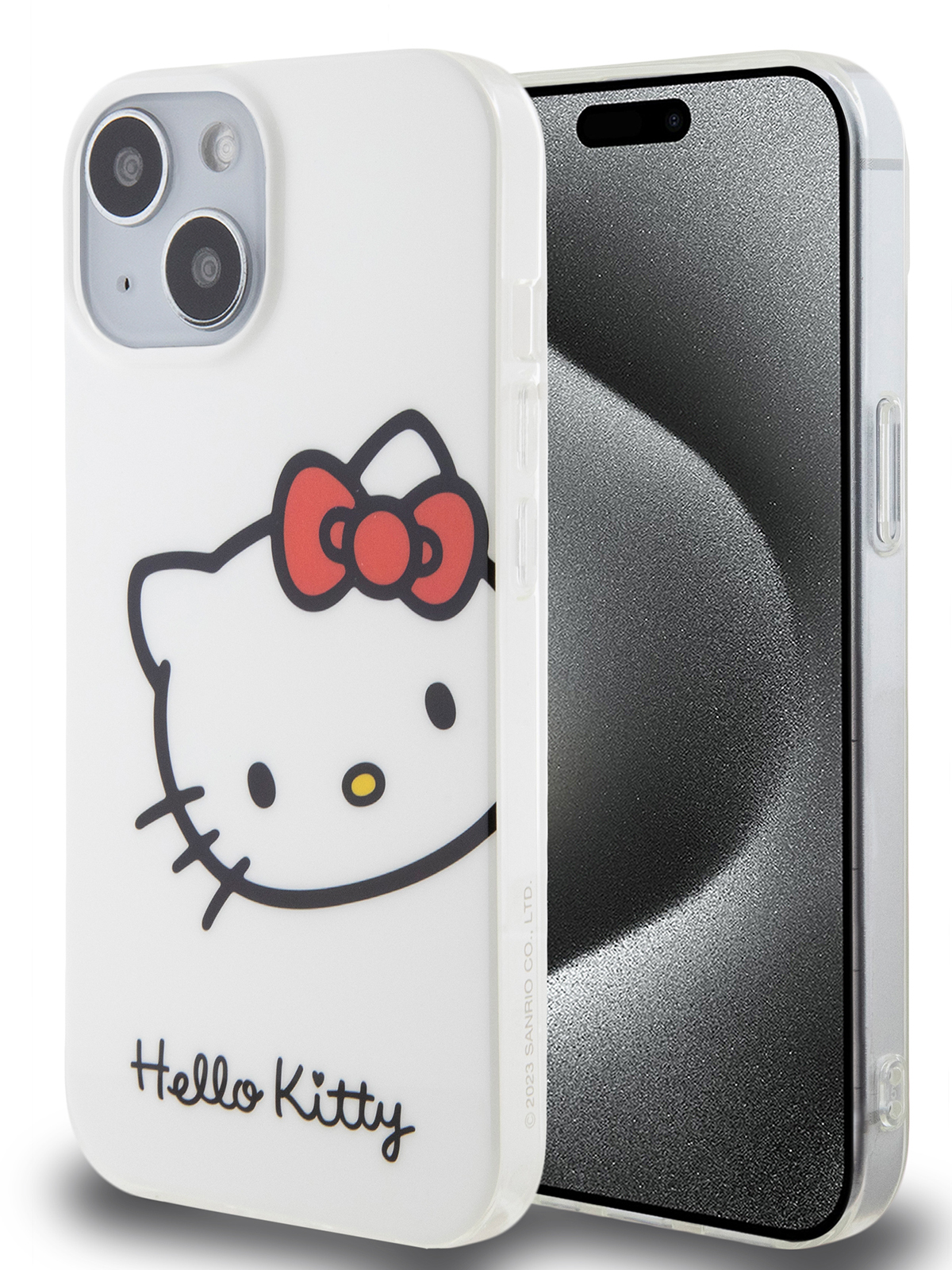 Чехол Hello Kitty для iPhone 15 ударопрочный с принтом Kitty Head, белый,  купить в Москве, цены в интернет-магазинах на Мегамаркет