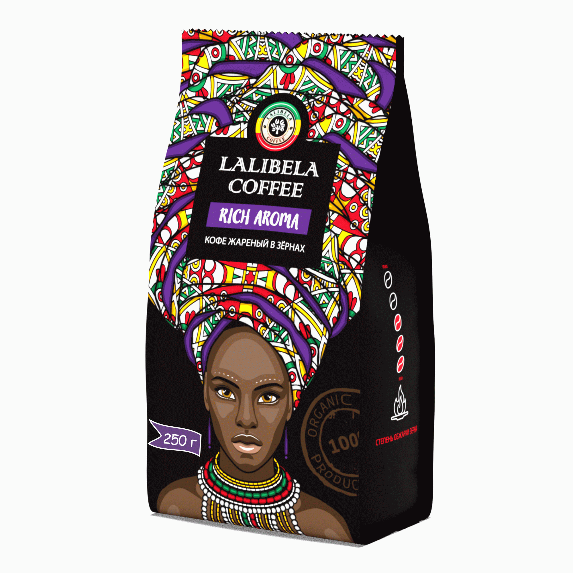 Кофе в зернах LALIBELA COFFEE Rich Aroma арабика 50%, робуста 50%, 250 г - купить в LALIBELA COFFEE FBS, цена на Мегамаркет