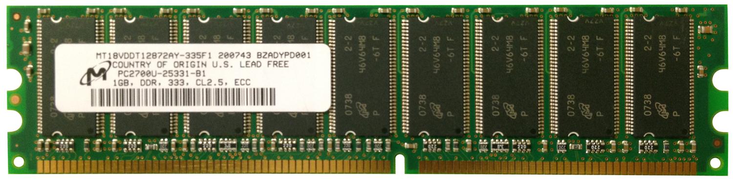 Оперативная память Micron 1GB PC2700 ECC 2Rx8 2.5V MT18VDDT12872AY-335F1