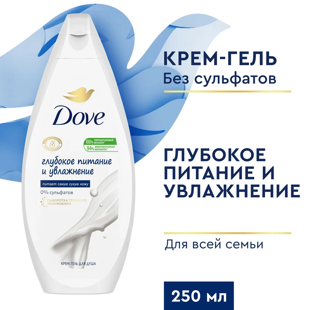 Гель для душа Dove Глубокое питание и увлажнение 250 мл - купить в Мегамаркет Ярославль (со склада МегаМаркет), цена на Мегамаркет