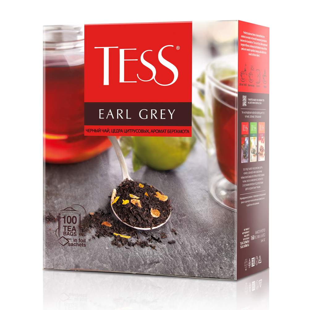 Чай черный Tess Earl Grey 100 пакетиков - отзывы покупателей на  маркетплейсе Мегамаркет | Артикул: 100023855541