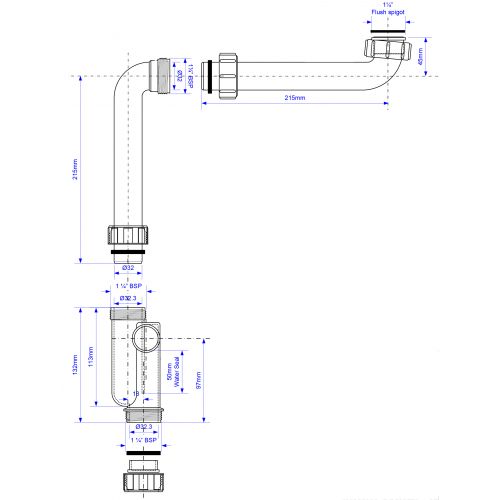 Сифон диаметр подключения 32 мм
