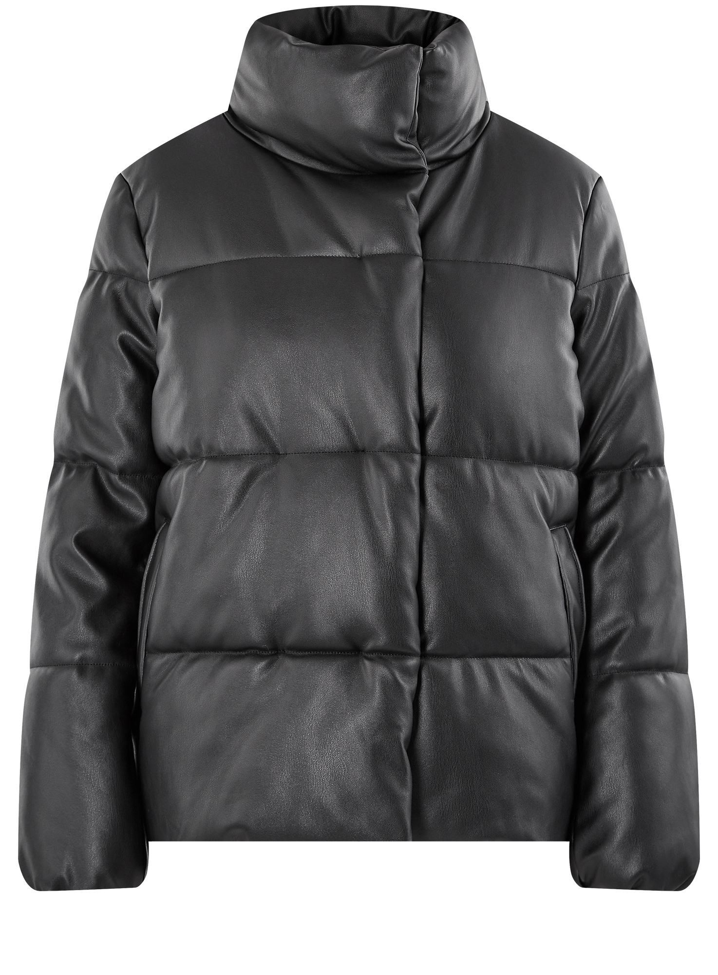 Кожаная куртка женская oodji 18A03012 черная 38 EU