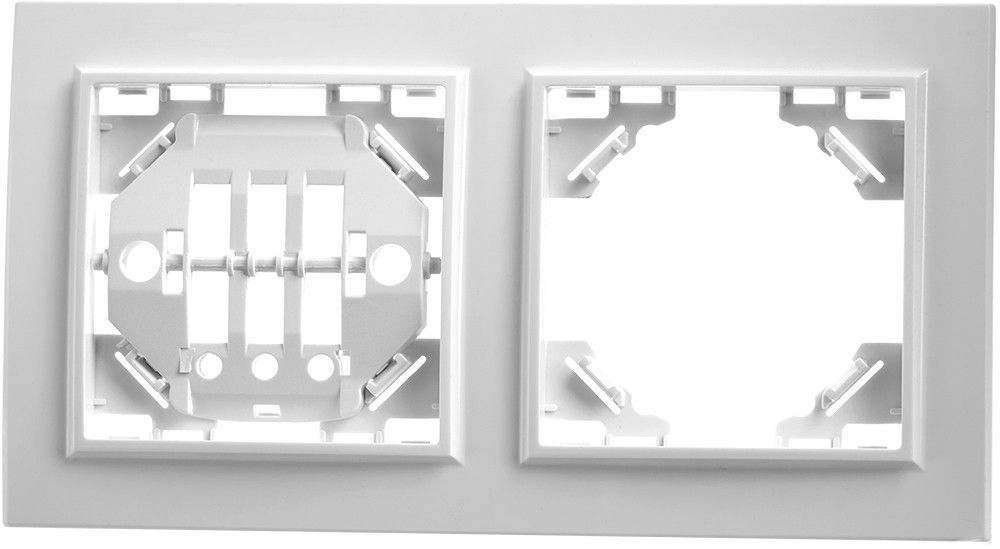 Рамка двухместная горизонтальная STEKKER 39055 PFR00-9002-01 белый серия Эрна - купить в Electro Market, цена на Мегамаркет