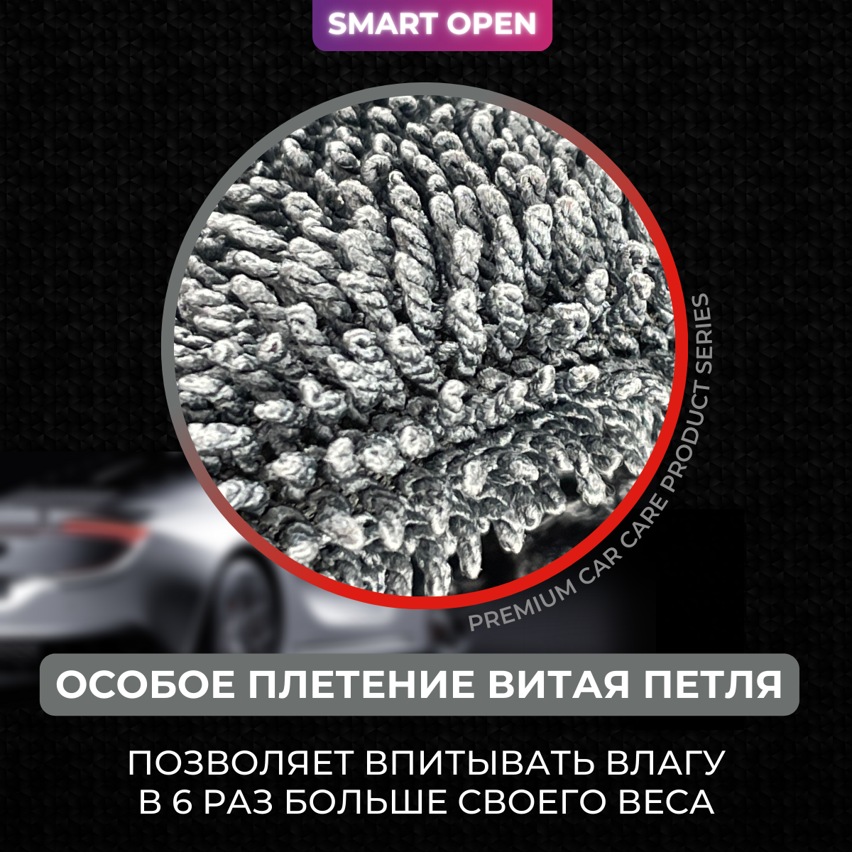 Микрофибра для сушки авто Smart Open Big Fiber 50х60 см - купить в Москве,  цены на Мегамаркет | 600006551306