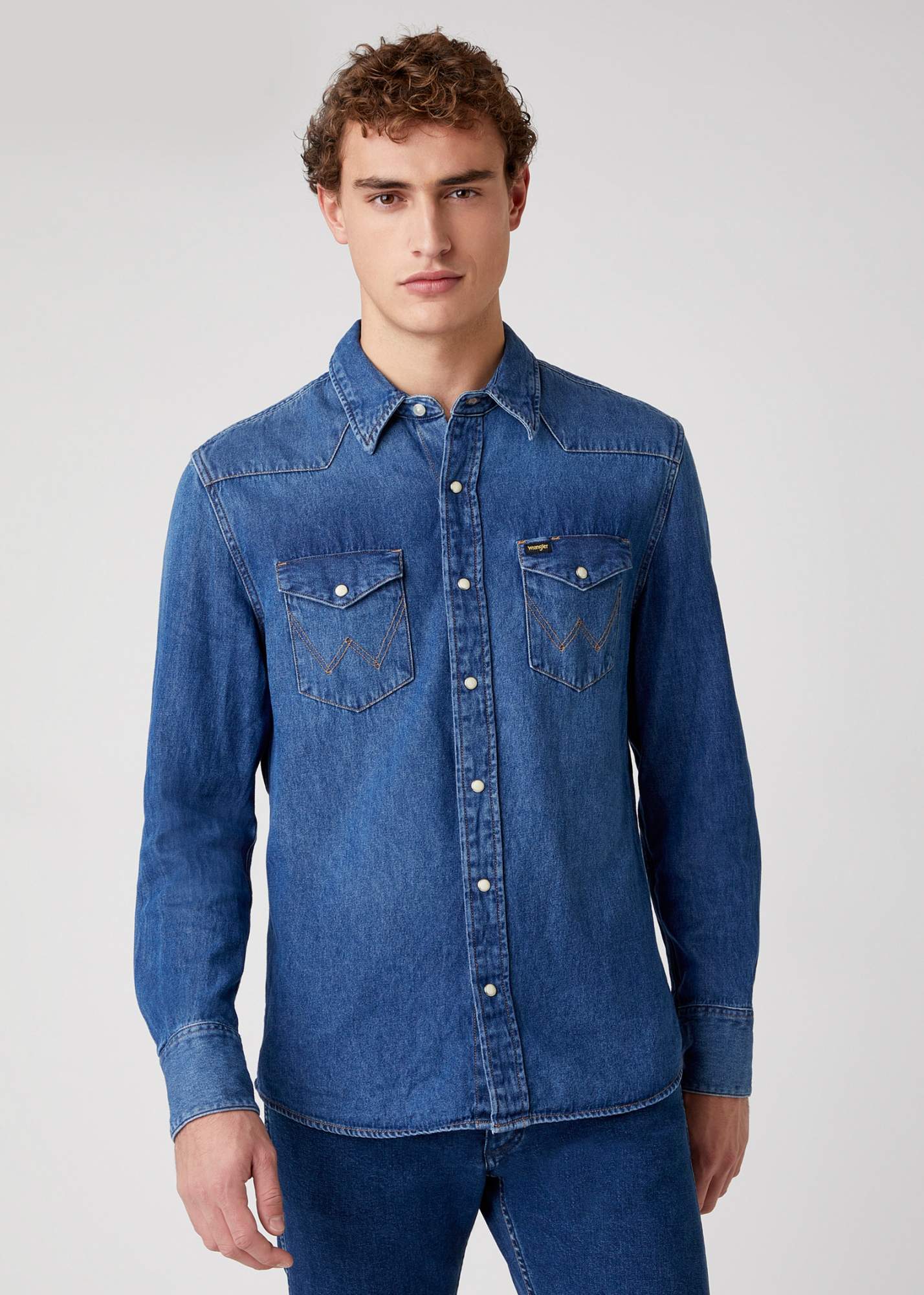 Джинсовая рубашка мужская Wrangler W5MSLW924 синяя L