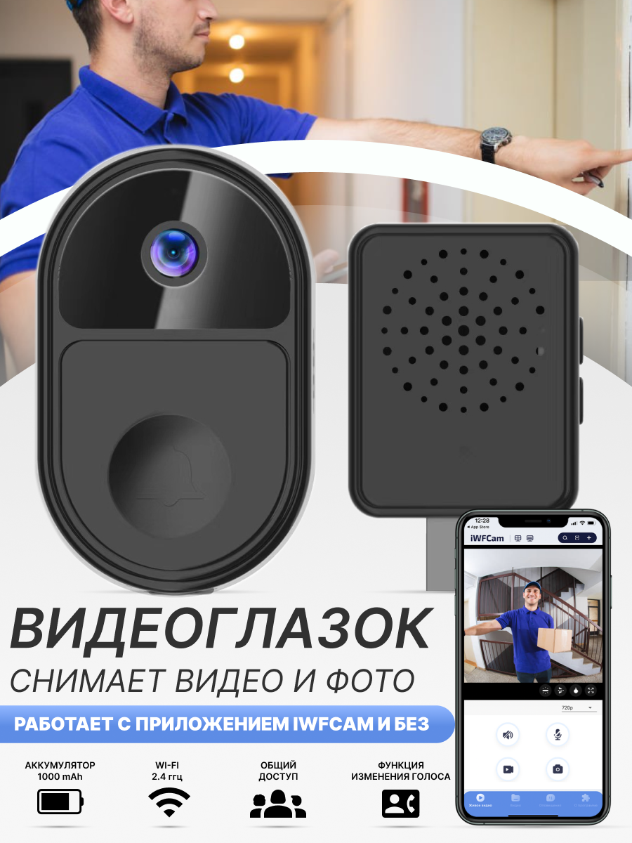 Видеоглазок 2emarket умный дверной звонок с wifi (4794.2) – купить в  Москве, цены в интернет-магазинах на Мегамаркет