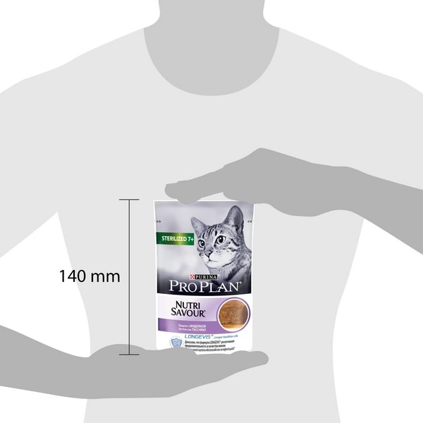 Влажный корм для кошек PRO PLAN Nutrisavour, для стерилизованных,+7 лет, индейка, 85г*24шт