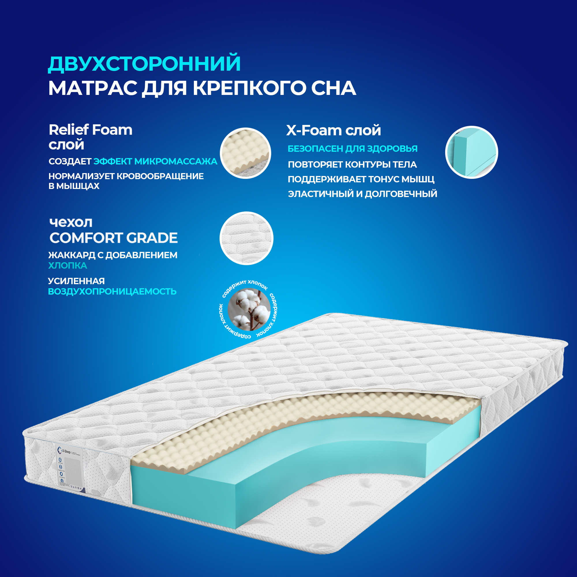 Матрас x sleep roll active беспружинный 160х200 см