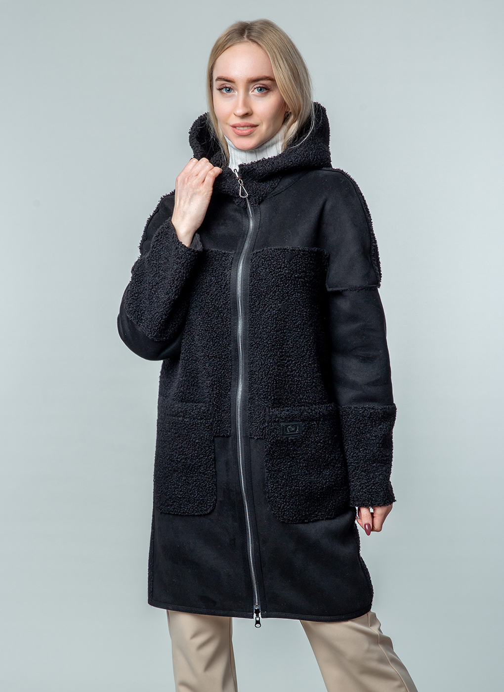 Пальто женское Каляев 59243 черное 48 RU