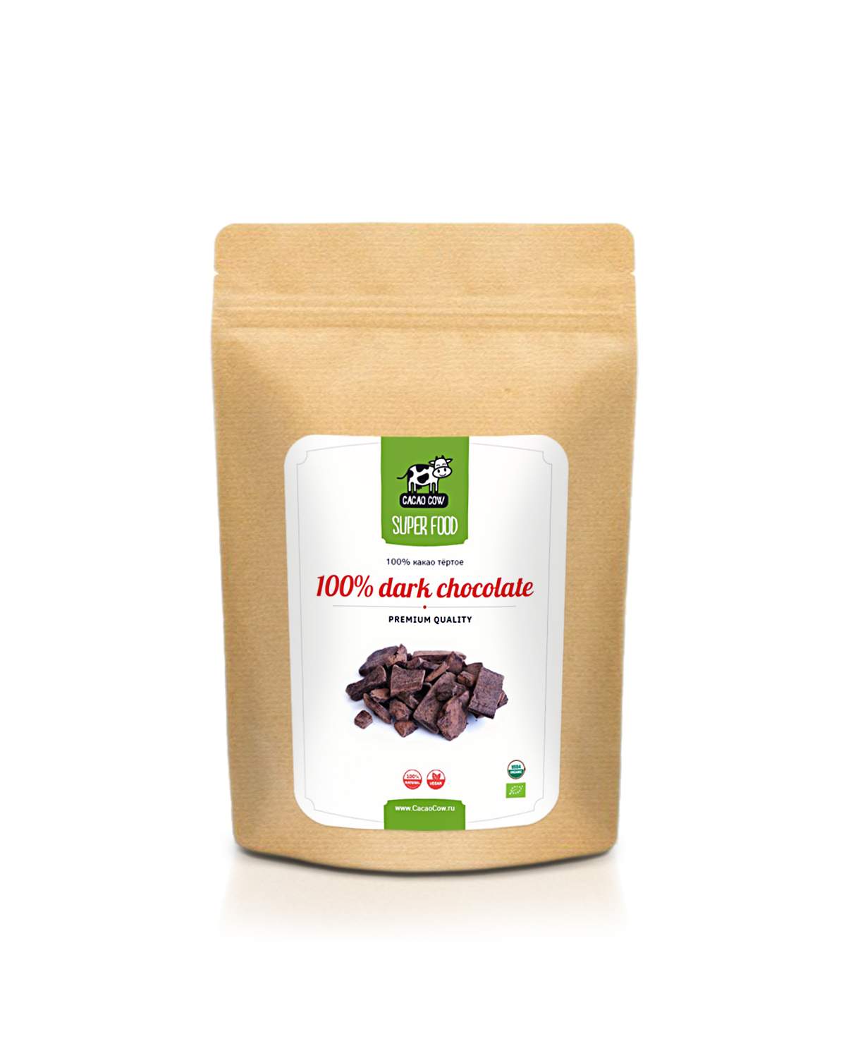 Какао тёртое (100% горький шоколад) Criollo Arriba, CacaoCow, 200г