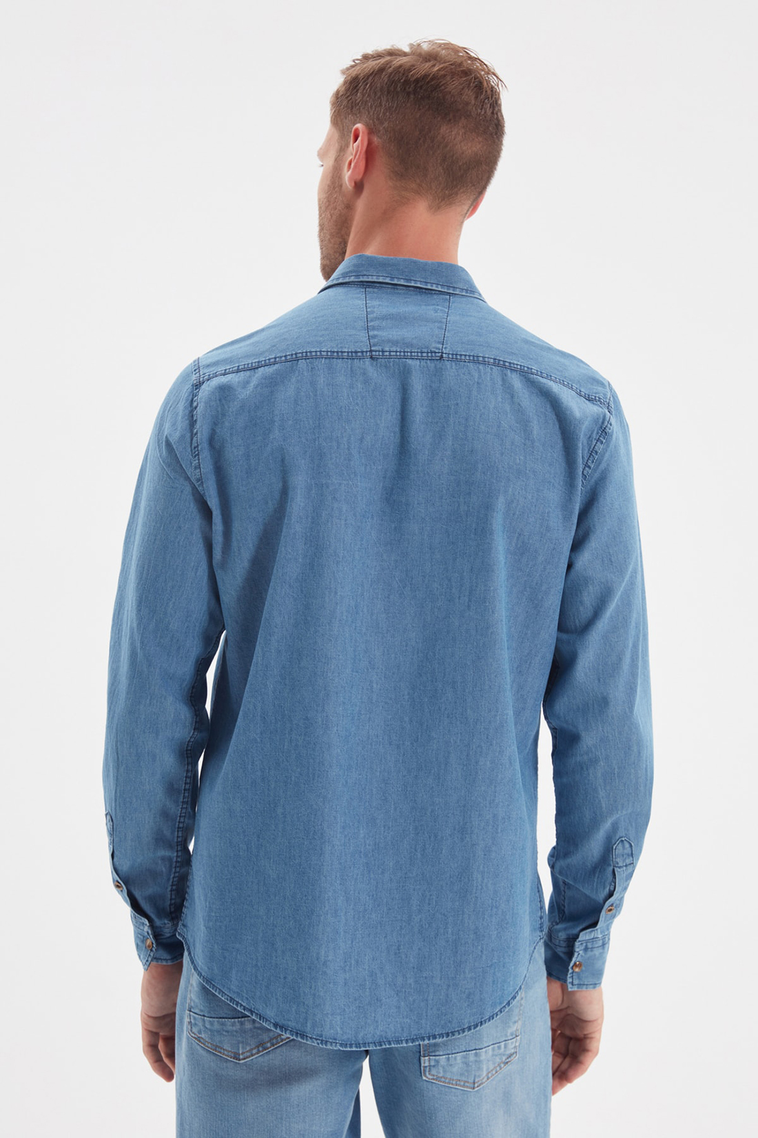 Джинсовая рубашка мужская Trendyol TMNSS20GO0107 синяя L