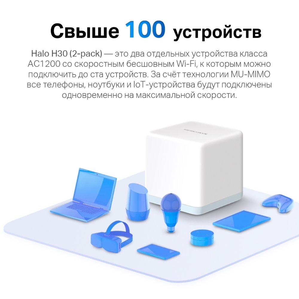 Усилитель Wi-Fi сигнала Mercusys Halo H30(2-pack) AC1200 Домашняя Mesh Wi-Fi  система - купить в Ситилинк Москва Доставка, цена на Мегамаркет