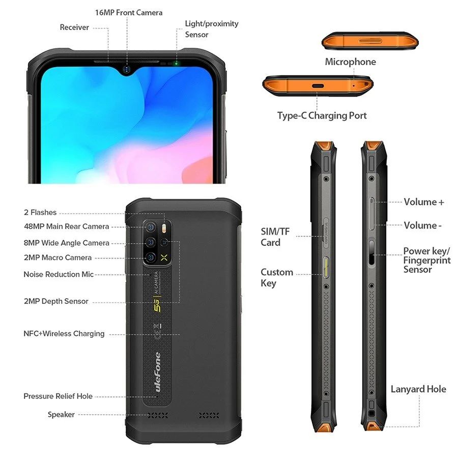 Смартфон Ulefone Armor 12 5G 8/128 ГБ черный/оранжевый – купить в Москве,  цены в интернет-магазинах на Мегамаркет