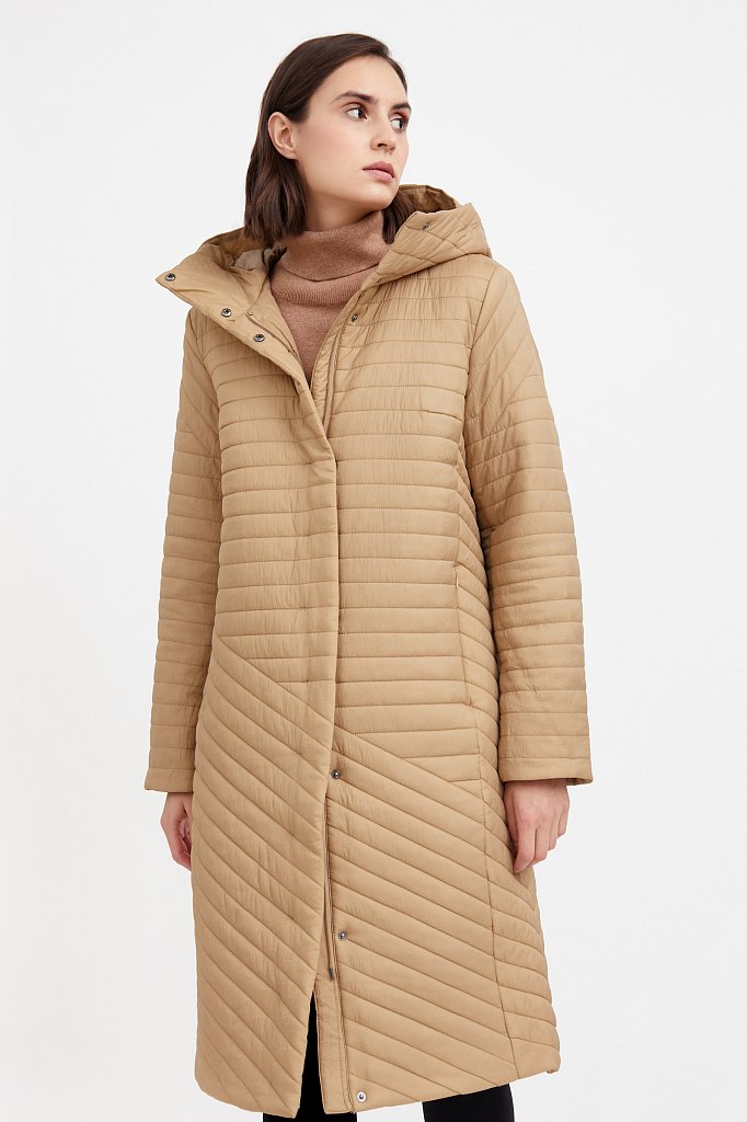 Пальто женское Finn Flare A20-12058 бежевое XS