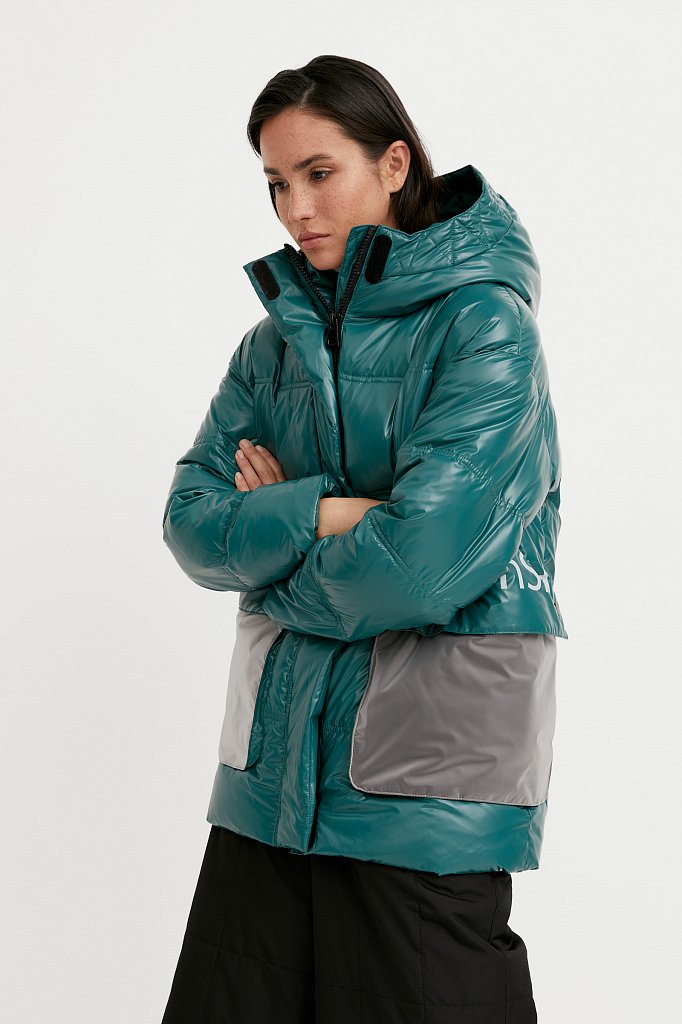 Куртка женская Finn Flare W20-12036 зеленая 2XL