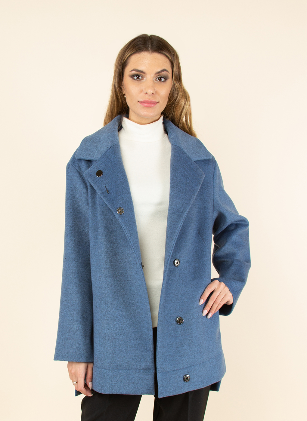 Пальто женское Каляев 45017 синее 42 RU