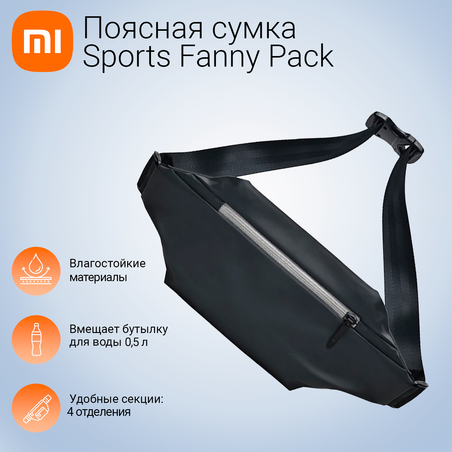 Поясная сумка унисекс Xiaomi Sports Fanny Pack, black купить в Москве