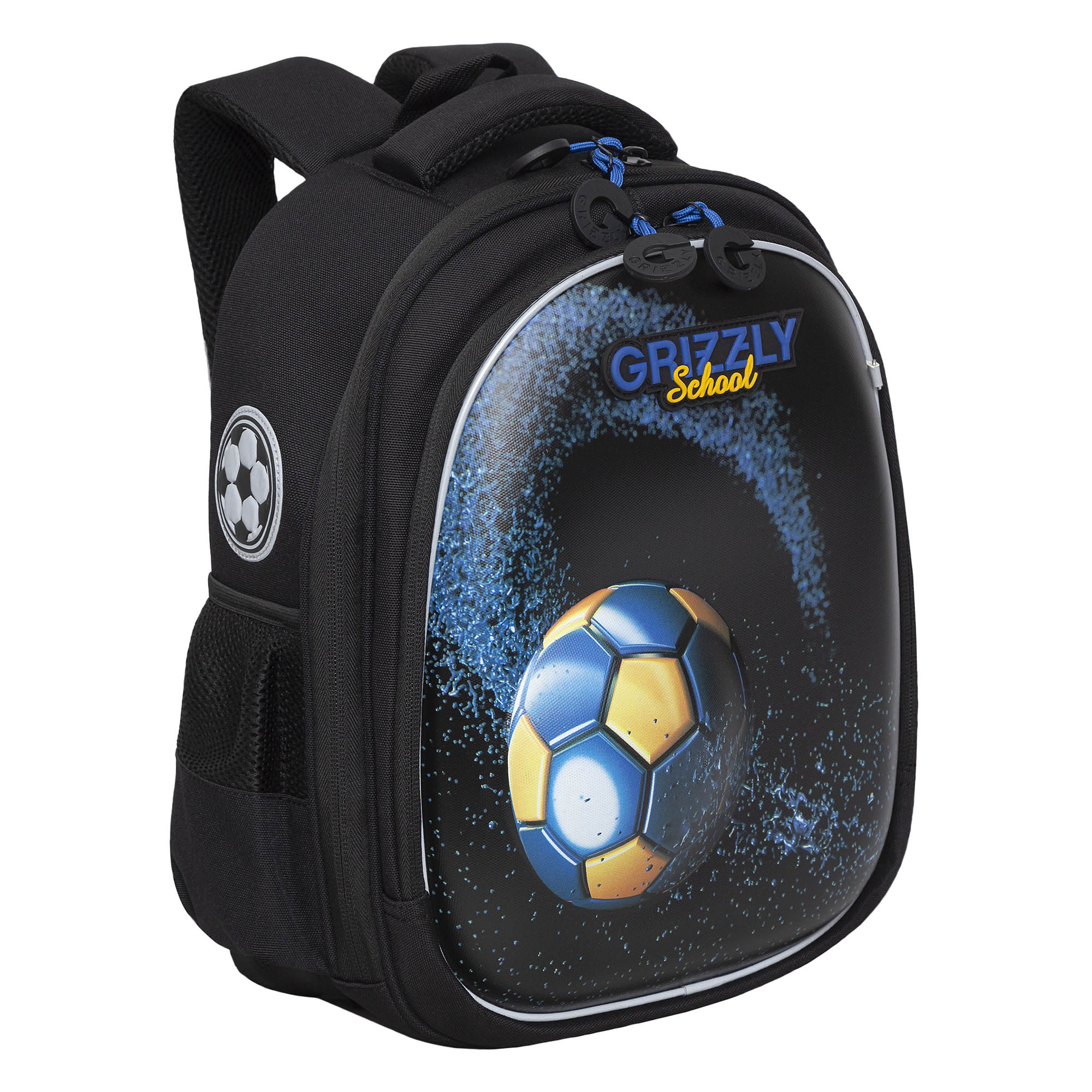 Купить рюкзак школьный Grizzly RAz-387-3 /1 черный-синий, цены на Мегамаркет | Артикул: 100045140641