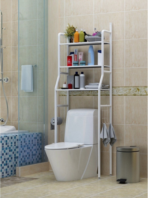 Трехъярусный стеллаж для туалета и ванной, этажерка для хранения вещей в ванной комнате - купить в Москве, цены на Мегамаркет | 600005402363