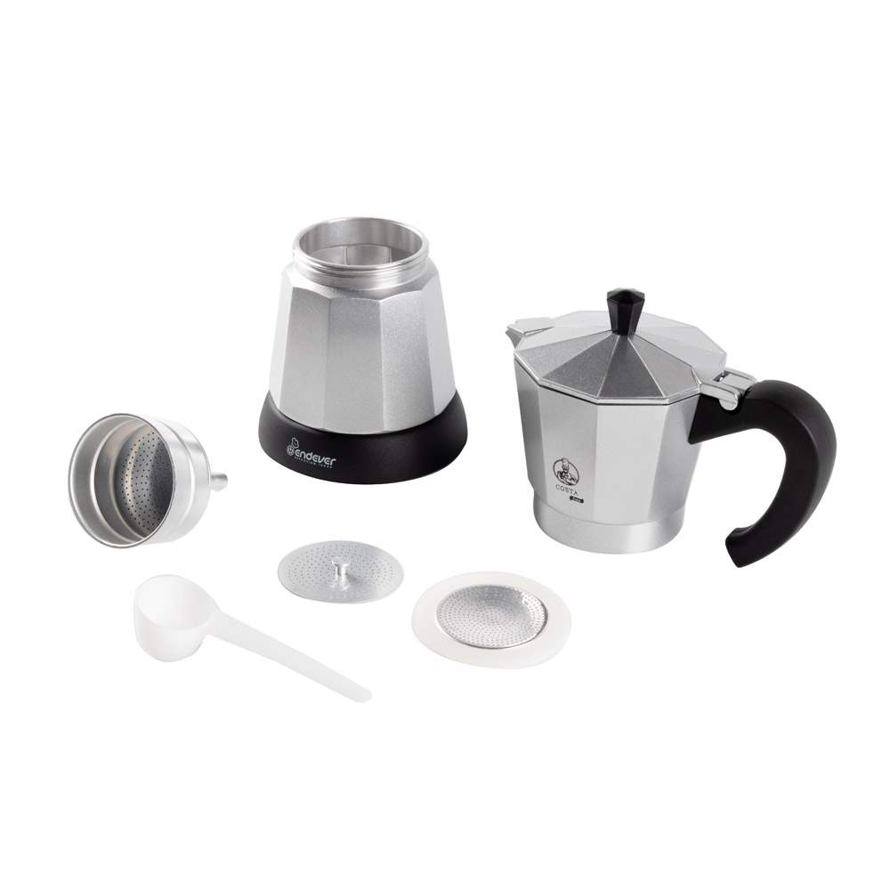 Электрическая гейзерная кофеварка Endever Costa-1010 Black/Silver .