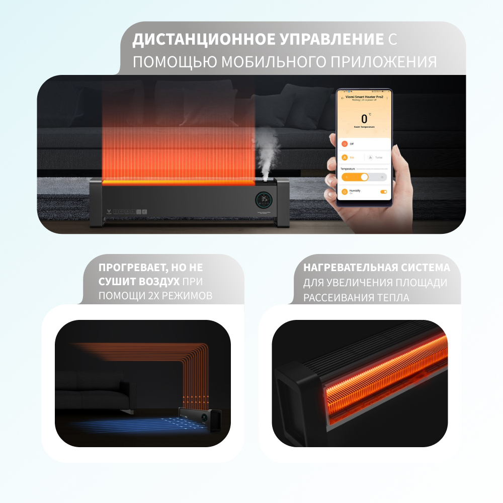 Конвектор Viomi Smart Heater Pro 2 черный - отзывы покупателей на  маркетплейсе Мегамаркет | Артикул: 600009455545