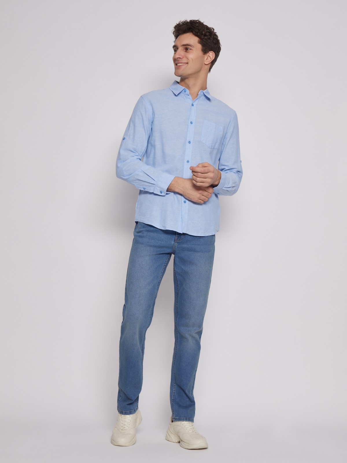 Рубашка мужская Zolla 012212159053 голубая L -  , цены на .