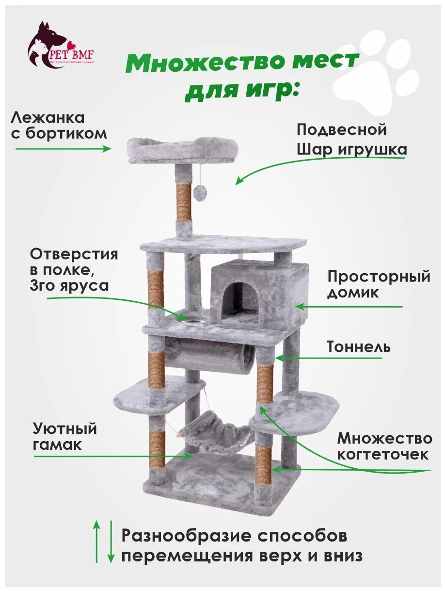 Купить комплекс для кошек Pet БМФ Комфорт Сити, серый, 173х50х95 см, цены  на Мегамаркет | Артикул: 600006008297