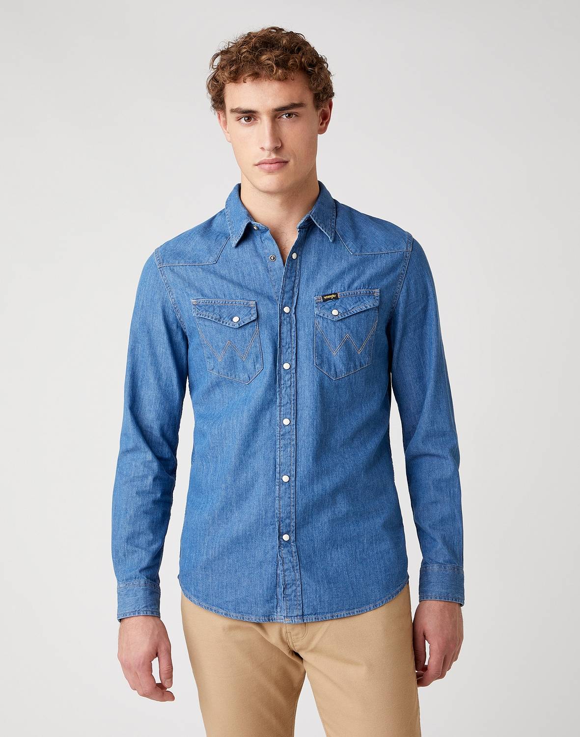Джинсовая рубашка мужская Wrangler W5F25K14V синяя 2XL