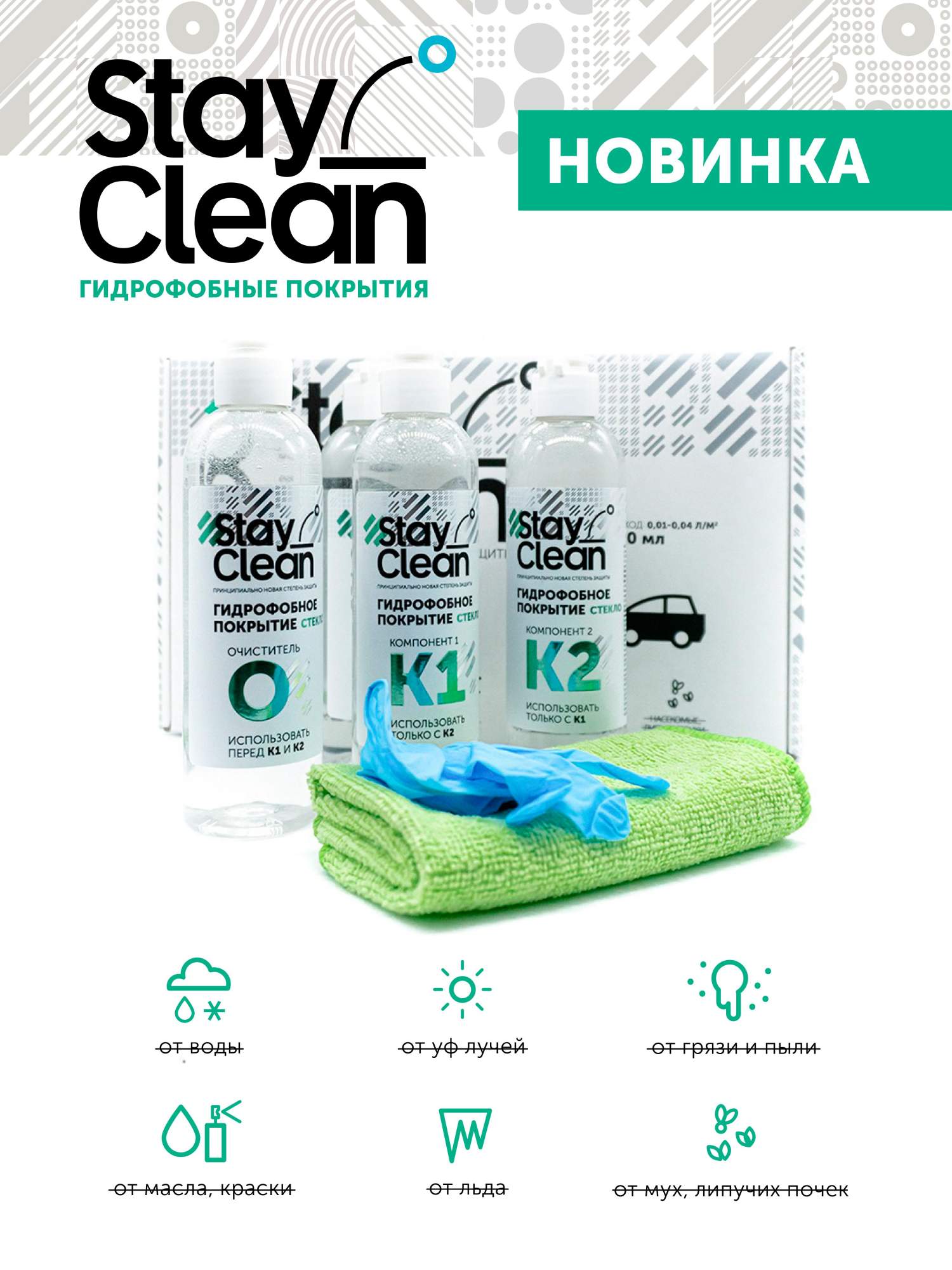 Антидождь StayClean профессиональный набор, 0.5 л - купить в Москве, цены  на Мегамаркет | 600006422476