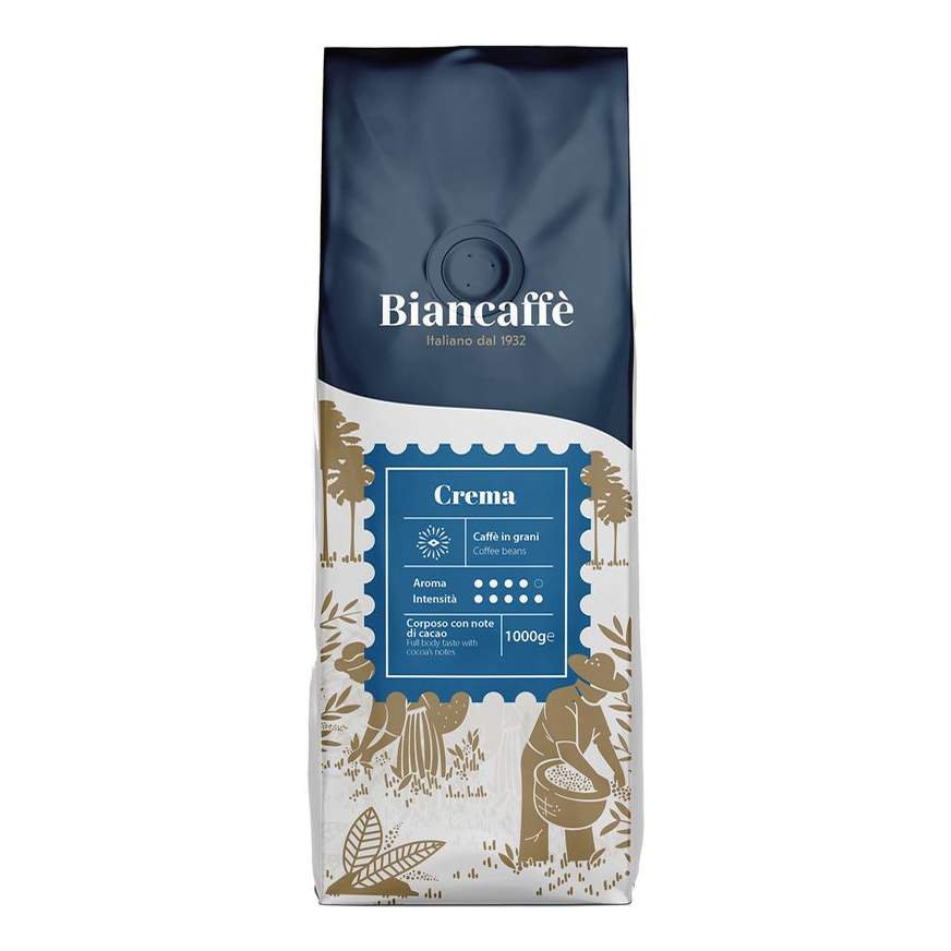 Купить кофе Biancaffe Crema натуральный жареный в зернах 1 кг, цены на Мегамаркет | Артикул: 100047343652