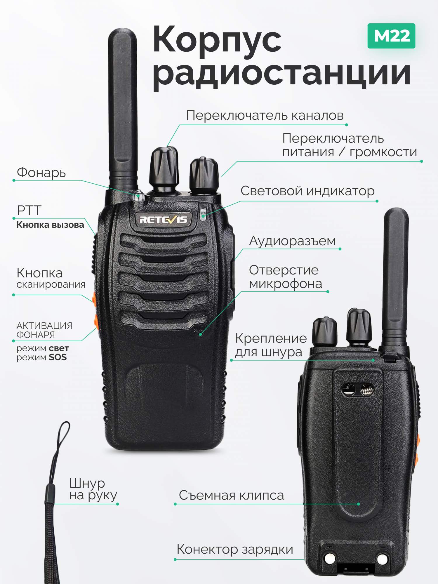 Рации Retevis R22777 без лицензии, 16 каналов, hands free, зарядка от USB,  2 шт. – купить в Москве, цены в интернет-магазинах на Мегамаркет