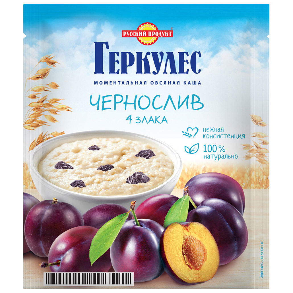 Купить каша овсяная Русский продукт Геркулес моментальная, 4 злака с черносливом, 35 г, цены на Мегамаркет | Артикул: 100046610143